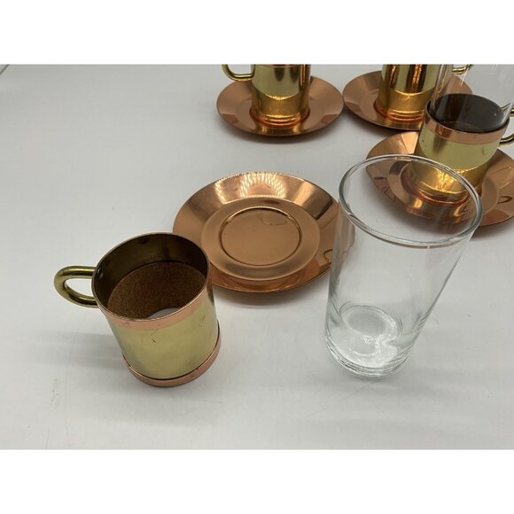 Beucler Copper Irish Coffee Cups with Underplates Set of 4 Vintage Drinkware - Picture 5 of 16